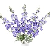 IPOPU 37" Delphinium Artificial Flowers 5PCS Real Look Faux Delphinium Flowers with Long Fuzz Long Stem Silk Larkspur Snapdragon for Wedding & Home Decor(Purple Blue)