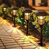 LETMY Solar Pathway Lights Outdoor, 8 Pack Bright Solar Lights Outdoor, IP66 Waterproof Auto On/Off Solar Garden Lights Solar Powered Landscape Lighting for Yard Patio Walkway Driveway Pathway - Black