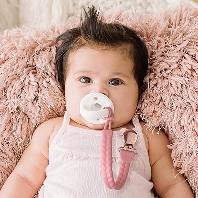 Buy Itzy Ritzy Silicone Pacifier Clip 100 Silicone Pacifier Strap With Clip Keeps Pacifiers Teethers Small Toys In Place Features Cute Braid Detailing And Silicone Cord Pink With Rose Gold Clip
