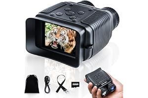 WONGKUO Night Vision Goggles - 5W Upgraded HD IR Binoculars - 8X Digital Zoom, Rechargeable binoculars with camera built in, 32GB Card to Save Photos and Videos, Flashlight for Camping Hunting