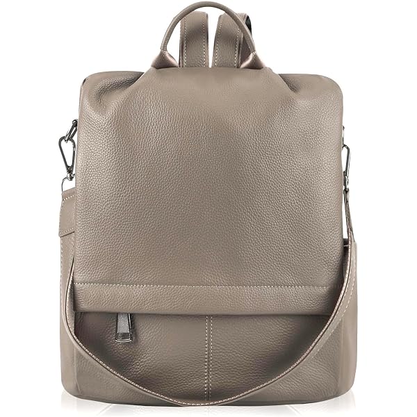 FANDARE Genuine Leather Backpack For Women - Waterproof Daypack, Wine Red
