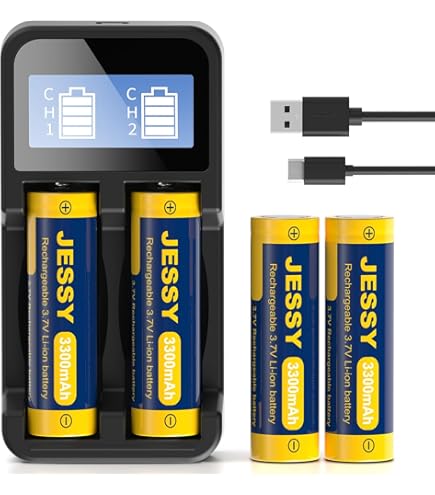 Amazon.com: 4 Pack 18650 Rechargeable Battery with Charger