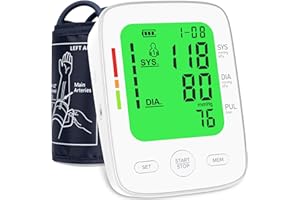 AAU Blood Pressure Monitor for Home Use, Automatic Upper Arm Blood Pressure Machine with Large LCD Display, Adjustable Cuff (9 to 17 inches), 2 x 99 Memory Sets, Easy to use/Travel