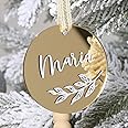 UNIQOOO 20 Pcs 2024 Gold Mirrored Acrylic Christmas Ornament Set,3" Blank Round Ornaments, Perfect for Crafts, Stocking Name Tag, DIY Gift Tag, Tree Bauble Decoration