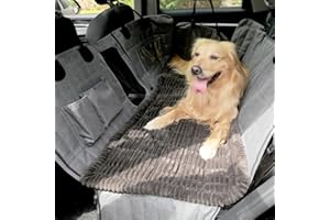 Awjcsv Dog Car Seat Cover for Back Seat, Dog Bed for Car, Fit for Backseat Extenders, Car Seat Protector, Nonslip Soft Durable for Cars Trucks and SUVs (Black, 24.8" x 54")