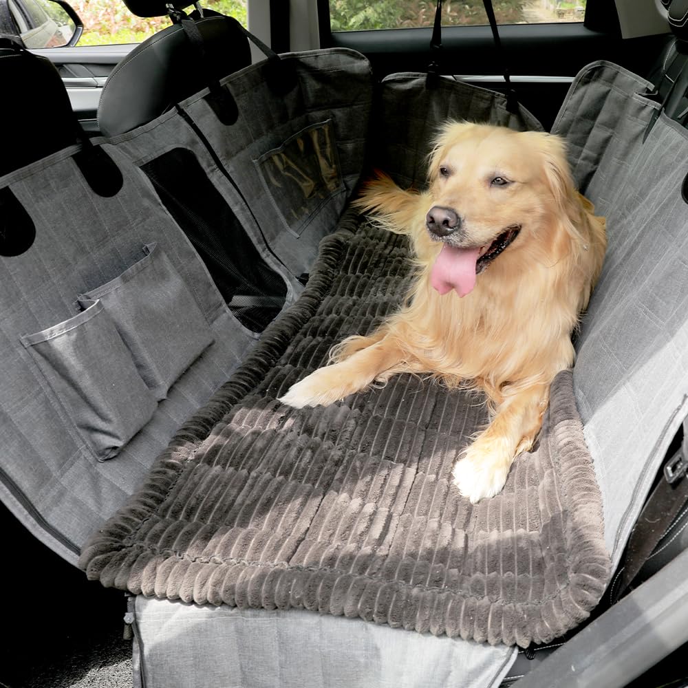 Photo 1 of Awjcsv Dog Car Seat Cover for Back Seat, Dog Bed for Car, Fit for Backseat Extenders, Car Seat Protector, Nonslip Soft Durable for Cars Trucks and SUVs (Black, 24.8" x 54")