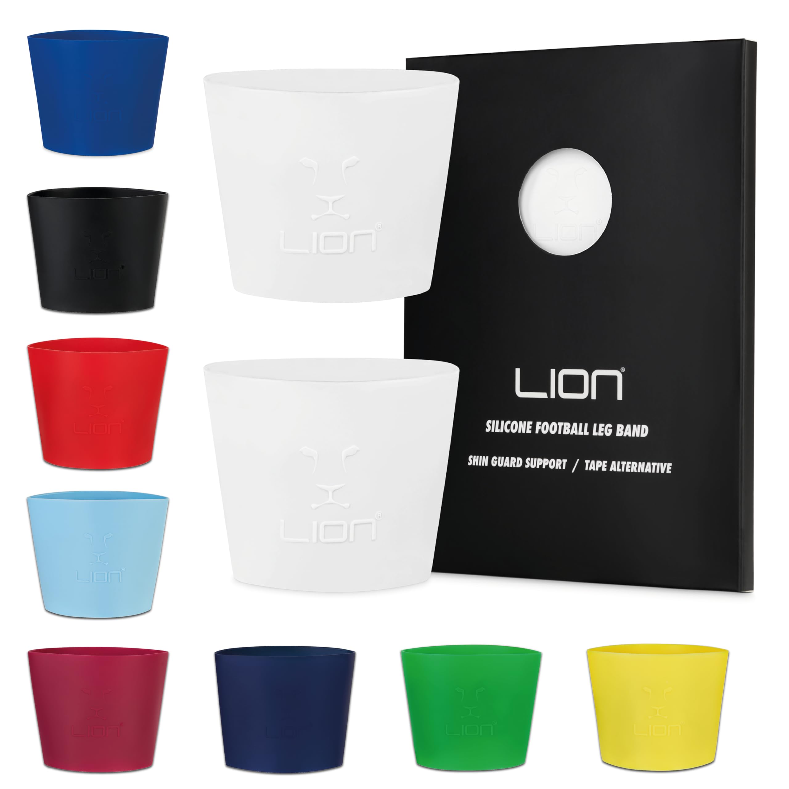 Silicone Football Leg Bands For Adults & Kids - The Tape Alternative To Hold Shin Pads In Place To Match Your Kit (White)