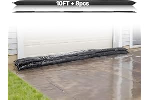 VEVOR Flood Barrier, 8 Pack, 10 x 0.7 ft Flood Bags Activated by Water, Water Absorbent Barrier, Sandless Sandbags Blockage, 