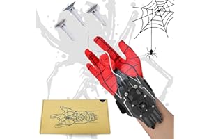 Wadfey Spider Web Shooters String Shooter and Dart Launcher Toy Spider Silk Launcher Wrist Toy for Kids，Spider Gloves with Web-Shooters Superhero Role-Play(Black)