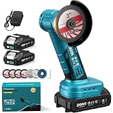 SEESII 3-Inch Cordless Mini Angle Grinder with 2&times; 21V 2.0Ah Batteries | Brushless Angle Grinder 19000 RPM, 7pcs Cutting Discs, 210W Power Electric Grinder Tool for Metal Wood Polishing Rust Removal
