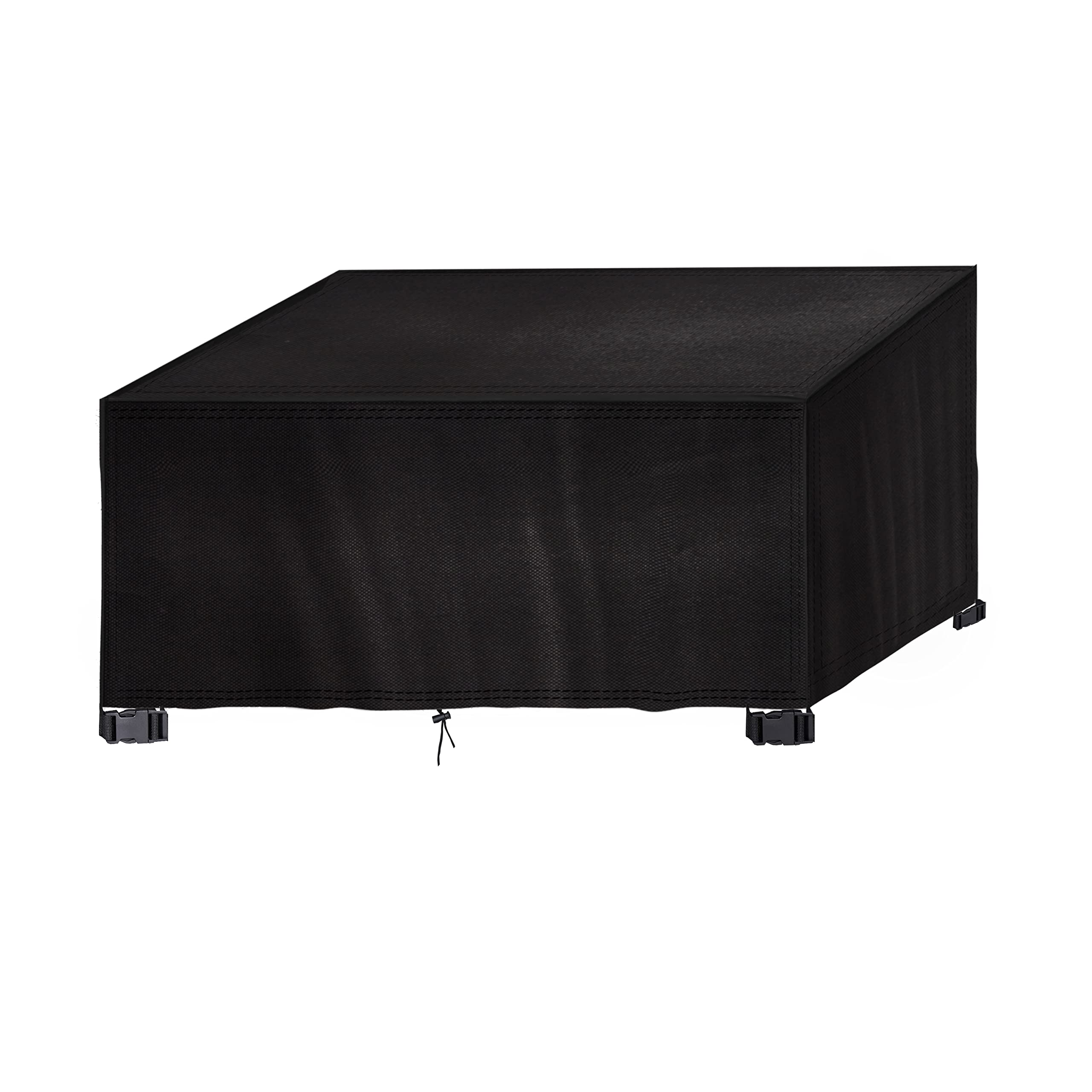 Straame - Outdoor Furniture Protection Cover – Heavy Duty 420D Oxford Fabric – Waterproof & Windproof Anti-UV Rectangular Patio Table Cover with Buckles & Drawstring - (125cm * 125cm * 74cm) - Black