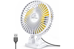 JZCreater USB Desk Fan, Mini Fan Portable, 3 Speeds Desktop Table Cooling Fan, Plug in Power Fan, Rotation Strong Wind, Quiet Personal Small Fan for Home Desktop Office, 5INCH, （White or Pink Random）