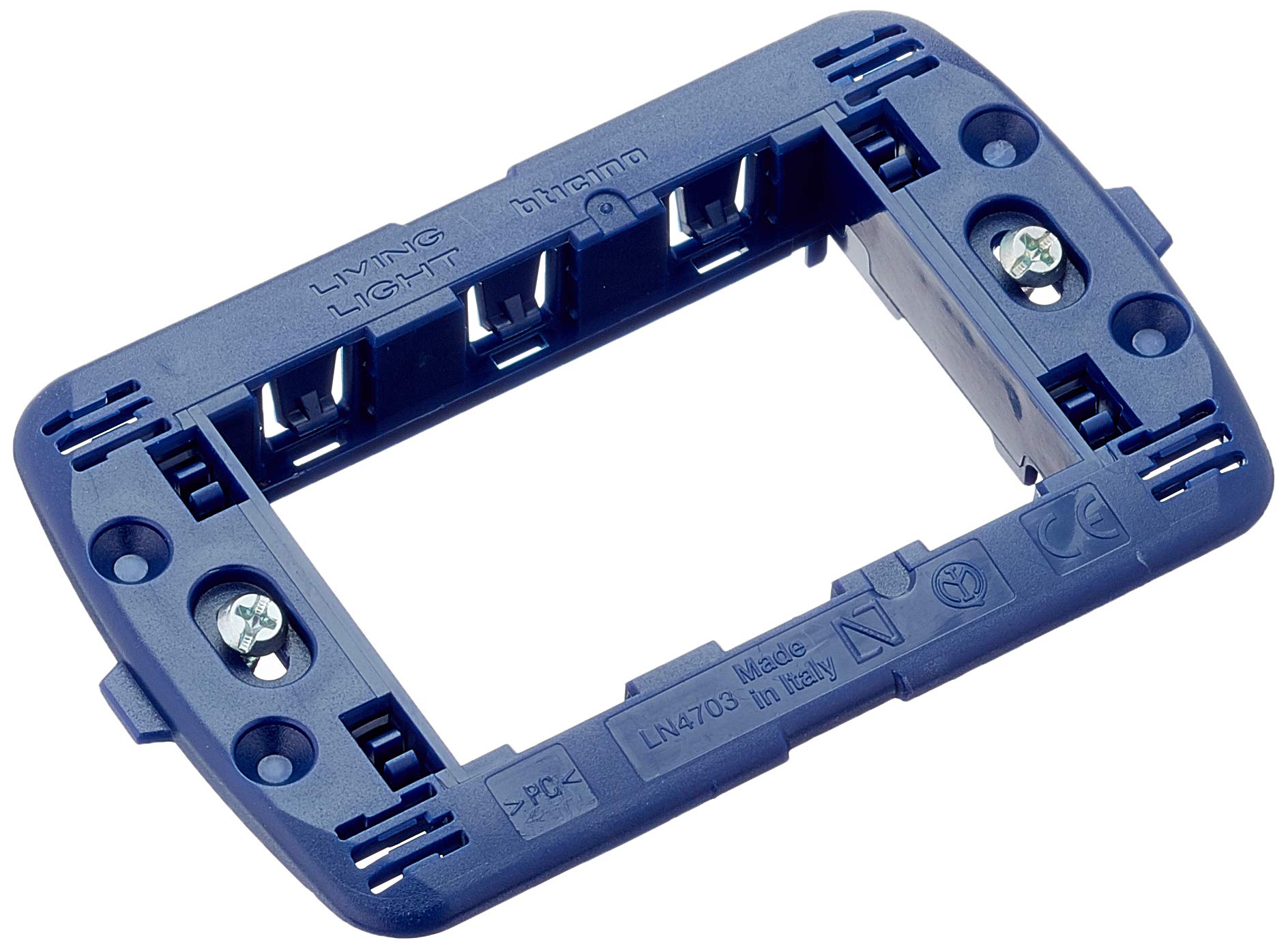 Bticino SLN4703F Livinglight International 3 Module Stand - Blue, Plastic, 10.4 cm (W) x 7 cm (H), Compatible with Bticino devices