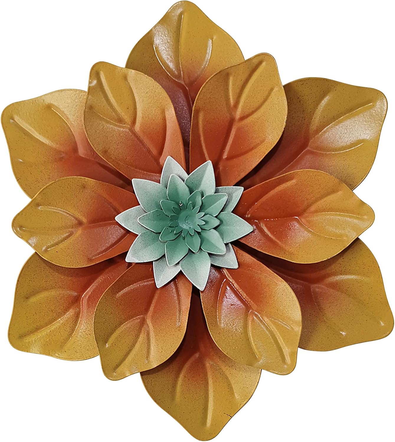 Plaques & Wall Art - Weekhai 9 * 9.8-inch Farm, modern flower sculpture metal flower wall art decoration, hanging home, bedroom, living room, office, outdoor garden terrace, handmade gifts (yellow)