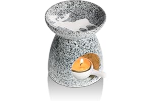 ComSaf Essential Oil Burner Wax Melt Burner with Candle Spoon, Aromatherapy Aroma Burner Ceramic Oil Diffuser Candle Tealight Oil Warmer Yoga Spa Home Bedroom Decor Christmas Housewarming Gift