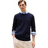 Tommy Hilfiger Mens Cable Knit Crewneck Sweater Lightweight Pullover