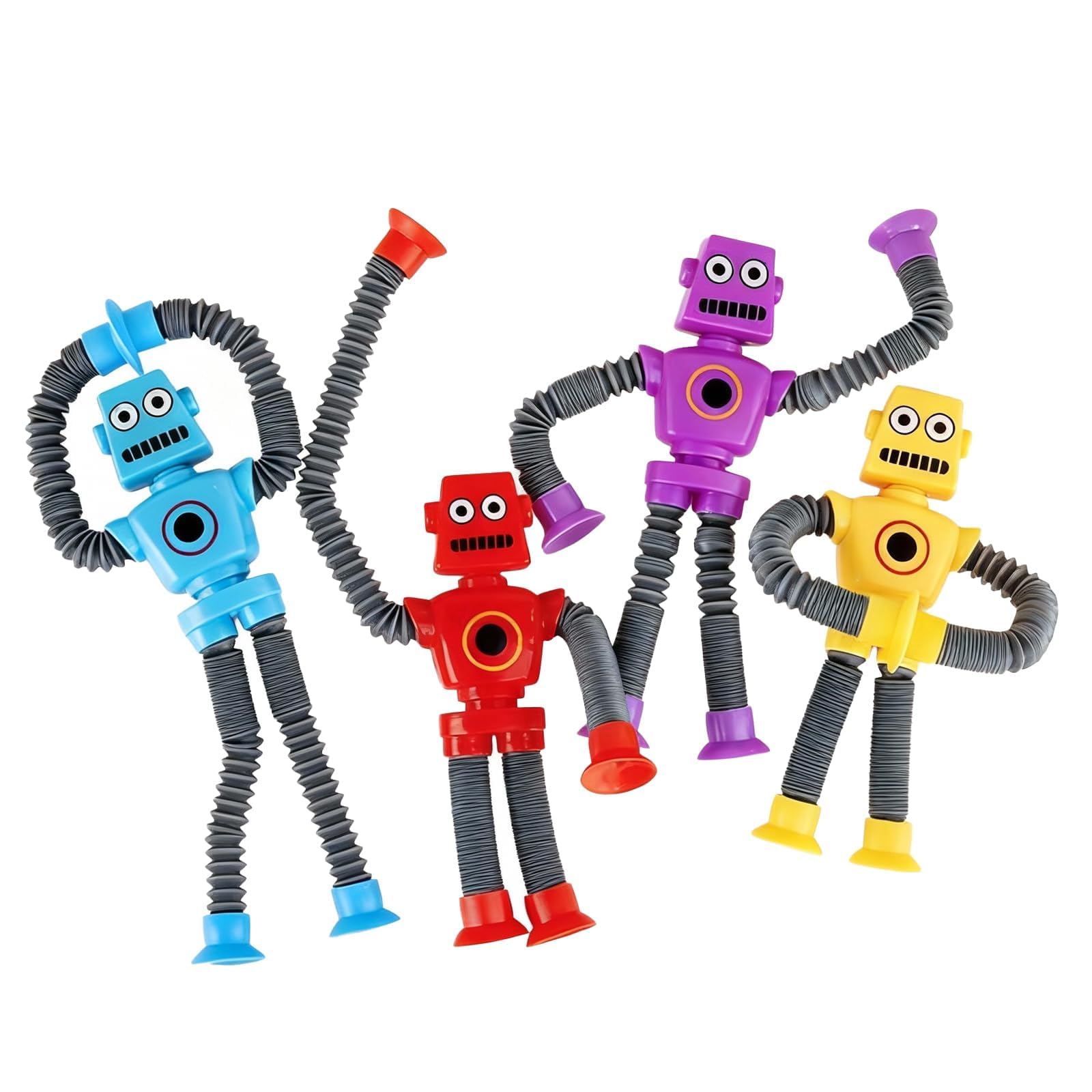 4 Pcs Telescopic Suction Cup Robot Toy,Ever Changing Stress Relief Squishy Toy,Variations Fidget Toys,Creative Suction Cup Fidget,for Boys Girls,Birthday Gifts Party Bags Fillers Squeeze Toys