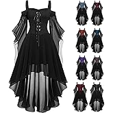 LVOFTJU Women Witch Dress Halloween Costumes Woman 2025 Renaissance Medieval Vampire Butterfly Sleeve Mesh Gothic Outfit