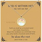 KORATER Mustard Seed Necklace for Women Teen Girls Sterling Silver/Gold Faith Jewelry, Inspirational Christian Gifts for Baptism Confirmation Graduation
