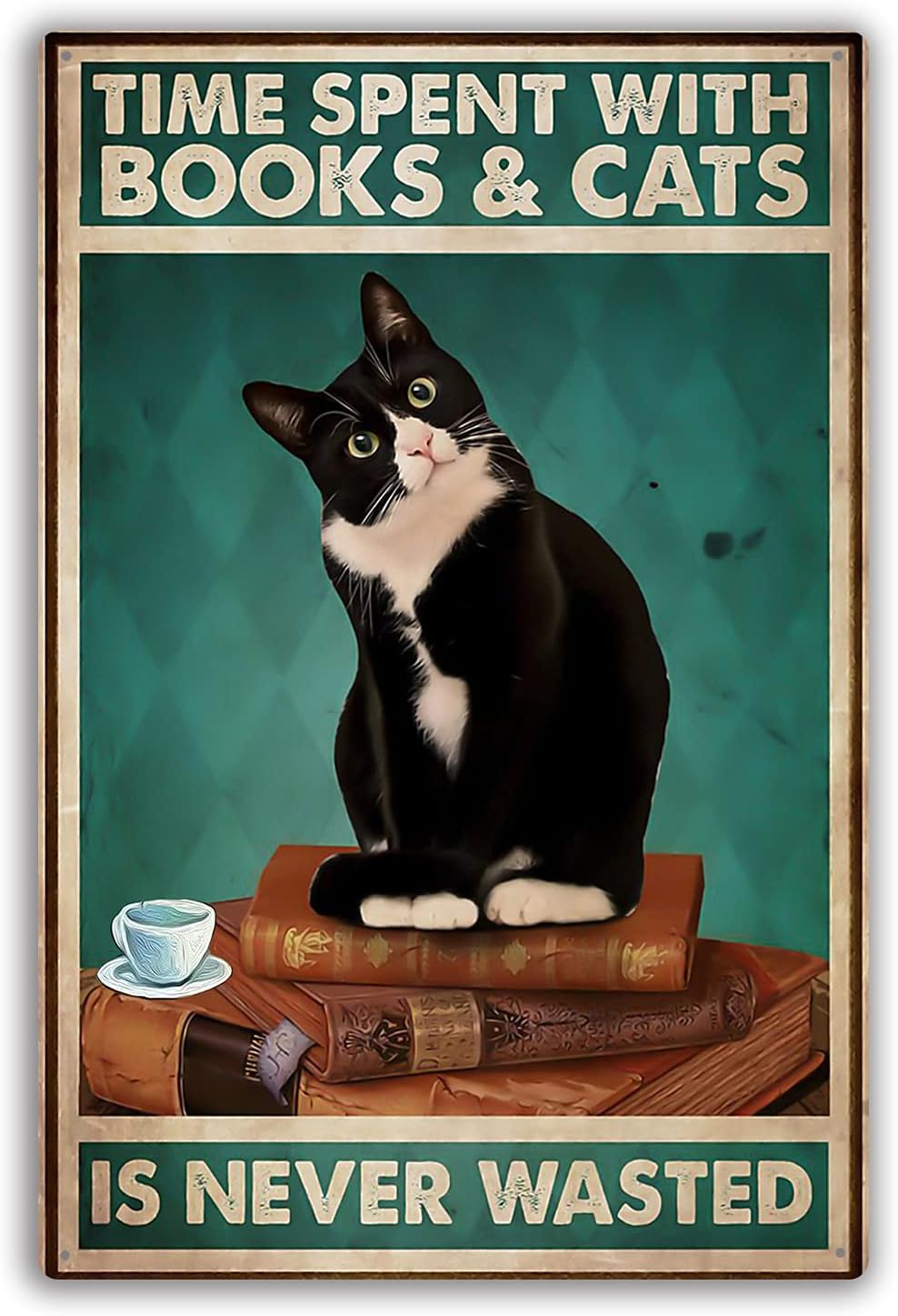 Cute Cat Tin Sign Retro Metal Sign Wall Art Decor, Public Sign, Decoration Sign for Home Dorm Hotel Bathroom Idea Gifts for Women Men Friends 8