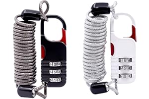 UP Security Combination Lock with Retractable Cable, Small Cable Lock with Code, Mini Padlock Combination, for Travel Luggage