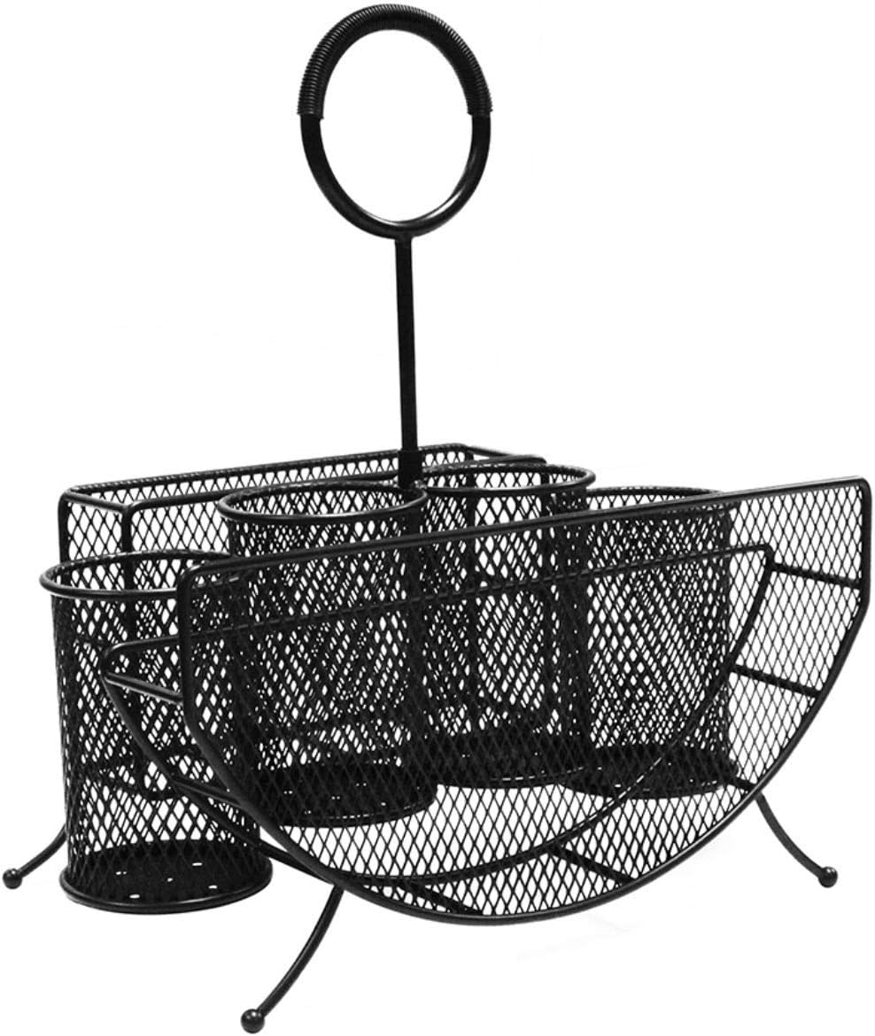 Picnic Plate Napkin Flatware Storage Caddy Organizer Holder, Black