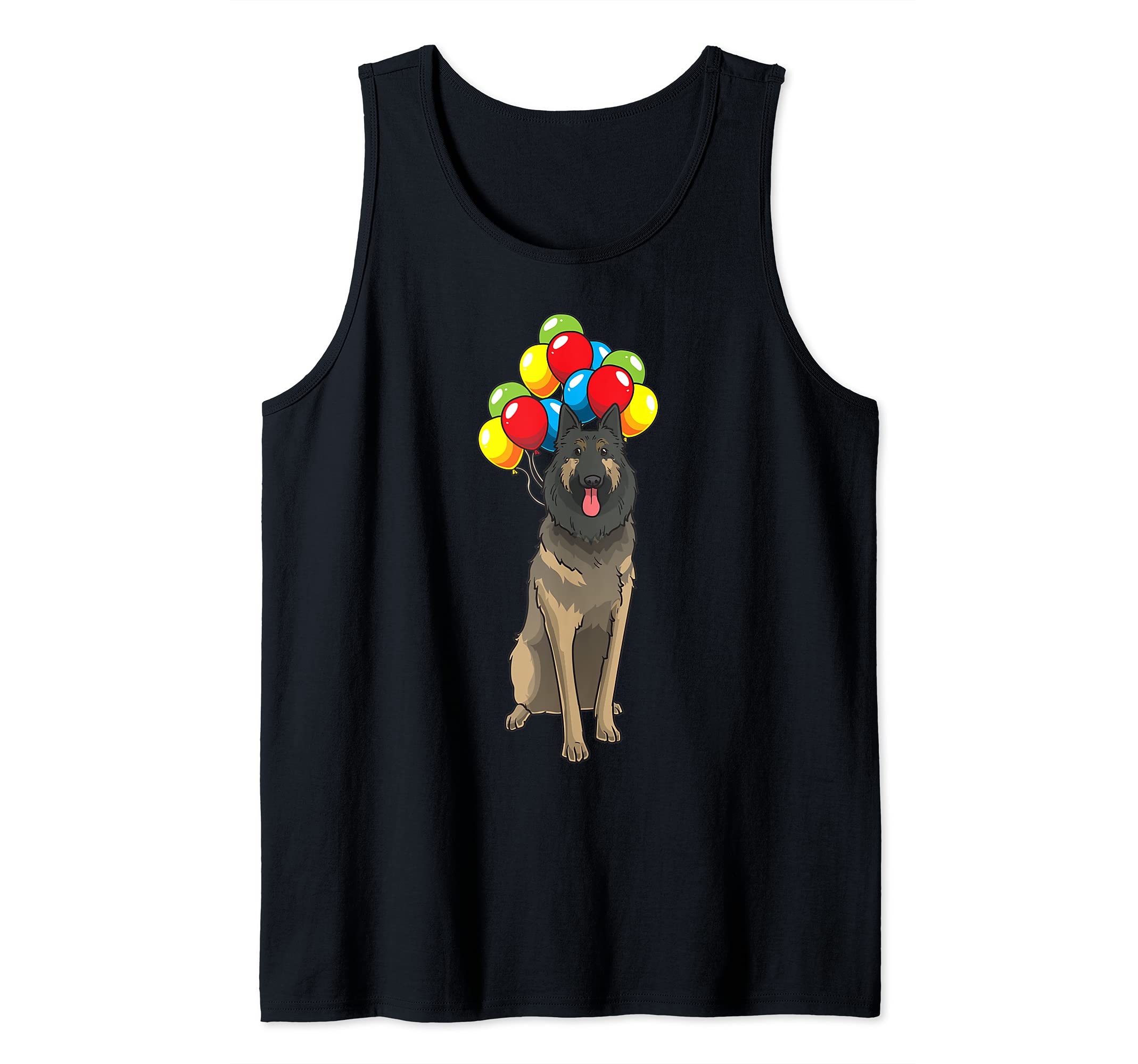Funny Belgian Shepherd Tervuren Dog With Balloons Tank Top