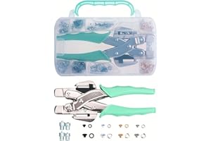LZBRDY Professional 3mm & 5mm Eyelet Punch Pliers Kit with 160pcs Grommets with Silicone Grip for Leather, Fabric, Tarpaulin, Signs, Banners, DIY Craft Projects