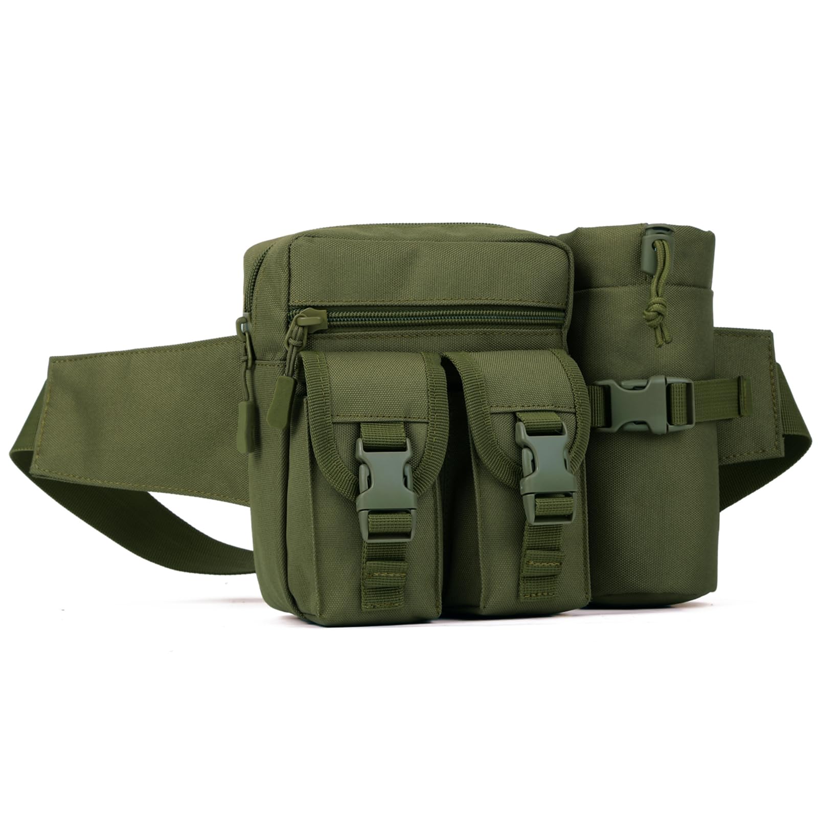 Huntvp Tactical Waist Pack Bag with Water Bottle Pouch Molle Belt Bag Bumbag Waist Bag for Dog Walking Running Hiking Travel Outdoors