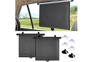 SMILFUY 2PCS Car Window Shades for Baby, 18"×15" Retractable Car Shades for Side Window with Suction Cups, Blocks Heat and UV Rays Glare Protection, Baby Auto Accessories for Cars House Office Window