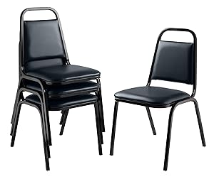 National Public Seating (4 Pack) Vinyl Upholstered Banquet Stack Chair, Midnight Blue