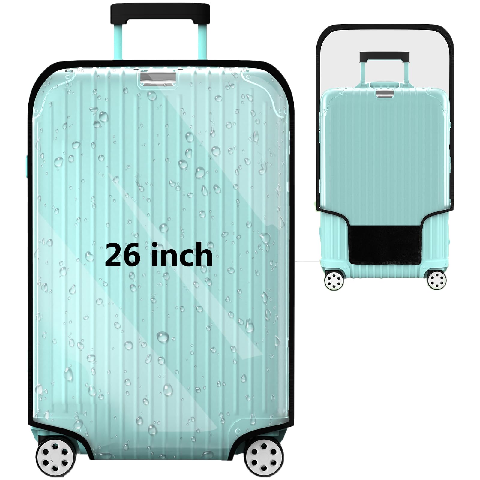 Photo 1 of YHOUSE Suitcase Covers For Luggage, 26 Inch Clear PVC Luggage Covers Protector Full Thicken Transparent Waterproof Suitcase Sleeve With Large Velcro for 26" Wheeled Suitcases