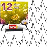 AROIC 12 Pack 14'' Tabletop Easels, Black Steel Table Top Easels for Display, Adjustable Portable Table Top Easel for Paintings, Signs, Posters,Frame Pictures(with 12 Bags)