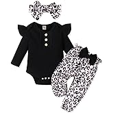 GDTOGRT Baby Girl Clothes Newborn Infant Outfits Ruffle Romper+ Floral Pants + Cute Headband Sets for Girls
