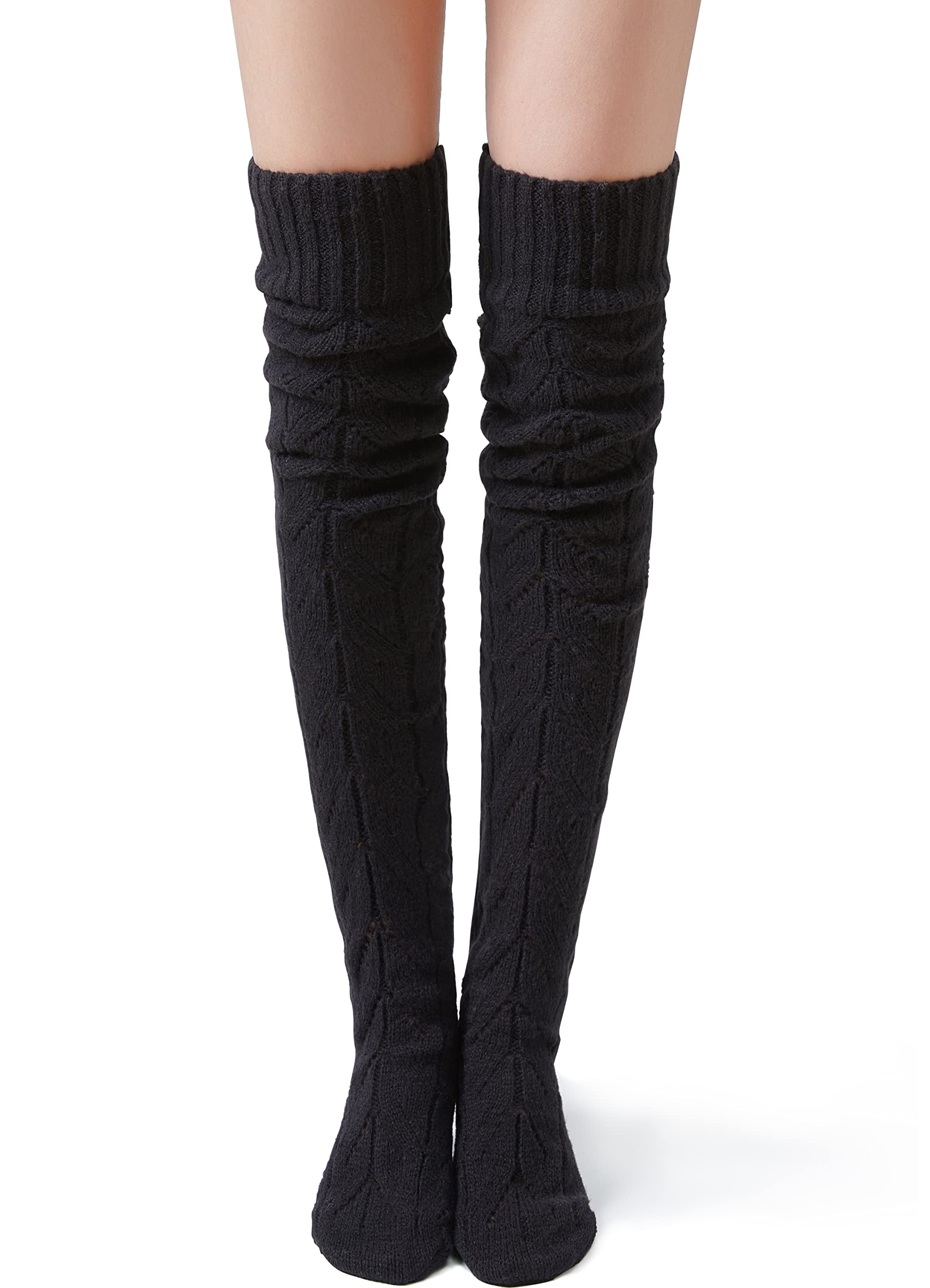 Photo 1 of Pcavin Thigh High Socks for Women Cable Knit Over the Knee Boot Socks, Long Warm Leg Warmers Winter
