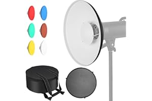 Soonpho 16inch/42cm White Beauty Dish Standard Reflector with Honeycomb Grid,Six-Color Diffuser and Bag,for Bowens Mount Stud