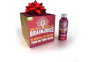 BrainJuice Brain and Immune Support Shot, Gluten Free Supplement Shots for Energy, Focus, Immunity with Vitamin D, C B, Alpha GPC & Organic Ginger Root, Pomegranate Acai, 2.5 fl oz, 12 Pack