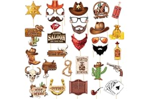 Cowboy Party Decoration, Kaluofan 30PCS Western Party Decorations, Photo Booth Props, Western Theme Party Decoration, Country