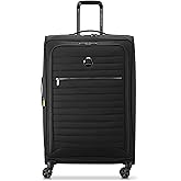 DELSEY PARIS Cruise 3.0 Softside Expandable Luggage with Spinner Wheels, Black, Checked-Large 28 Inch