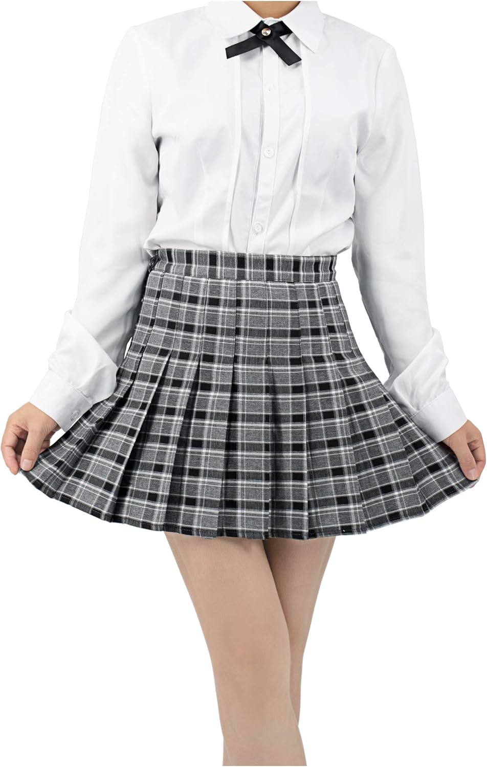 DAZCOS US Size 0-22 Plaid Skirt High Waist Japan School Skirts with Shorts for Women at  Women’s Clothing store