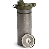 GRAYL GeoPress Titanium 24 oz Water Purifier Bottle with Cooking Lid - Filter for Hiking, Camping, Survival, Travel (Olive Drab)
