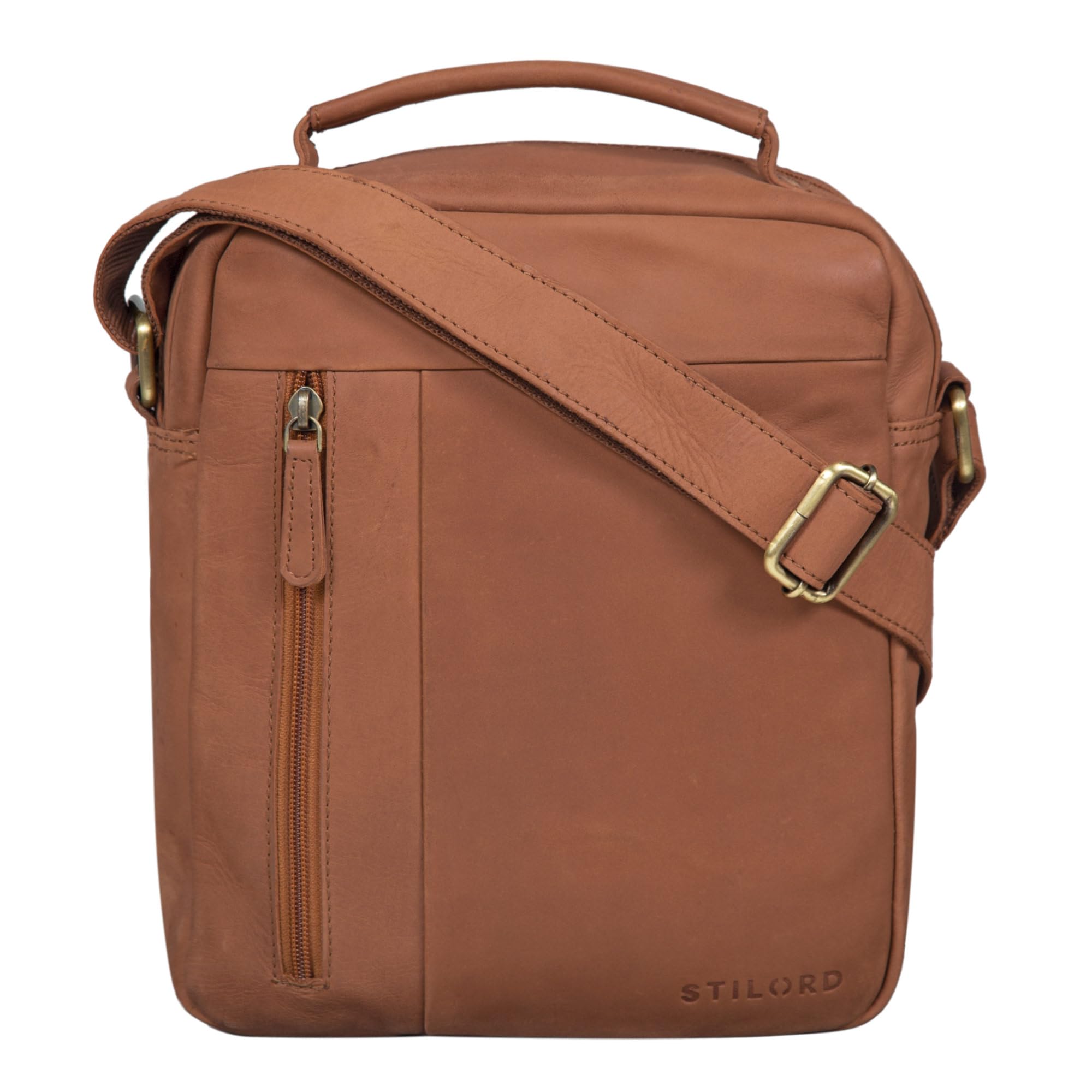 STILORD "Mitch" Vintage Messenger Bag Leather Shoulder Cross-Body for 11 inch iPads Men's Handbag in Genuine Leather Colour:Saddle - Brown