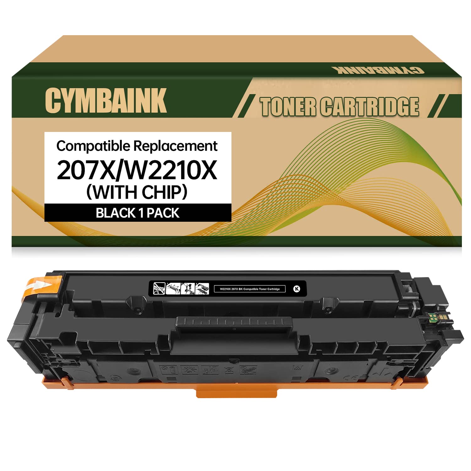 CYMBAINK W2210X 207X W2010A 207A WITH CHIP Compatible Black Toner Cartridge Replacement for M283fdw/M255, MFP M282/M283 Printer, (207X BK 1 Pack High Yield).