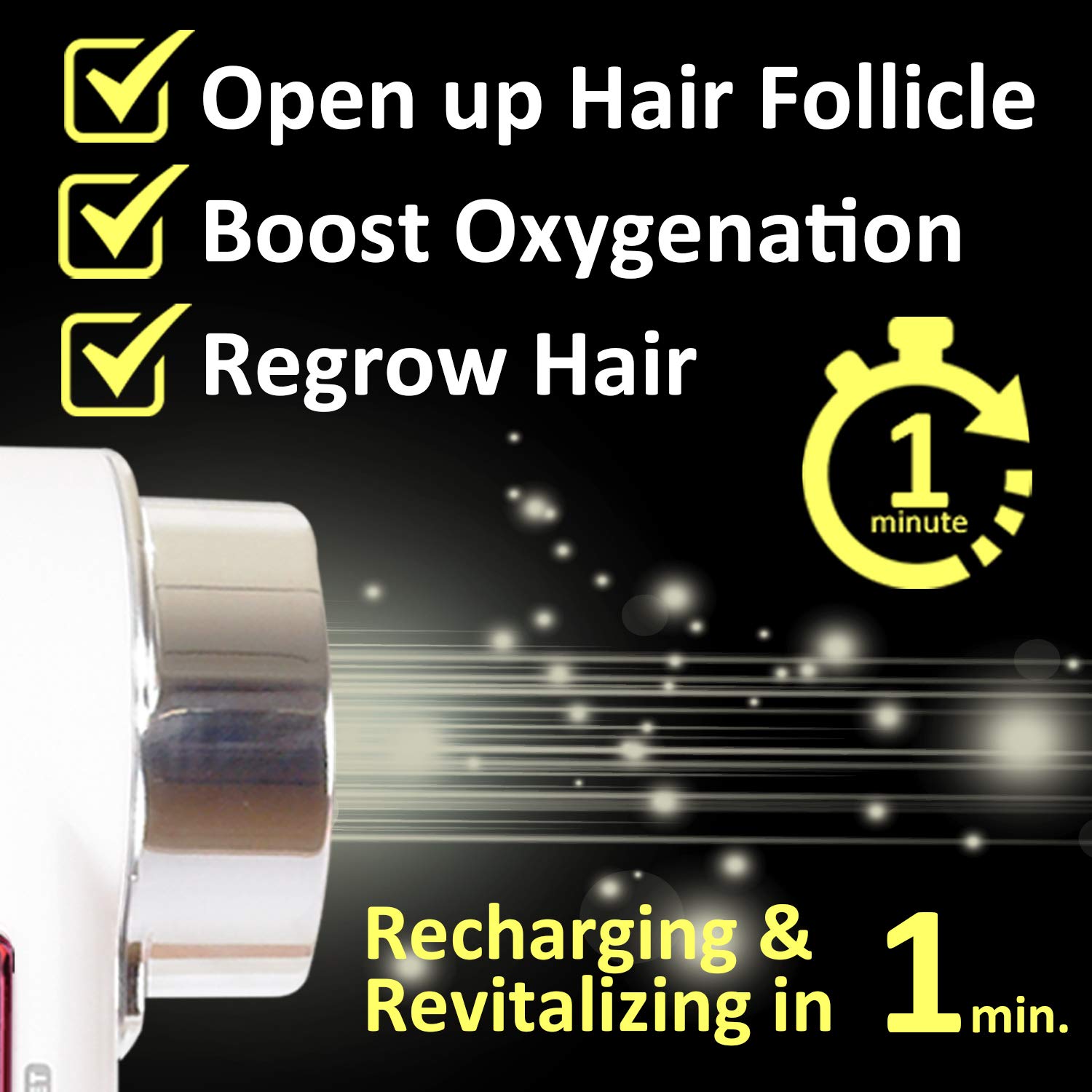 Hair Regrowth Hair loss Treatment - BIOEQUA Enercharger (H1) Cold Ion Charging Scalp Revitalization Technology for Boosting Follicles Vitality and Regaining Hair Density for Men and Women : Beauty