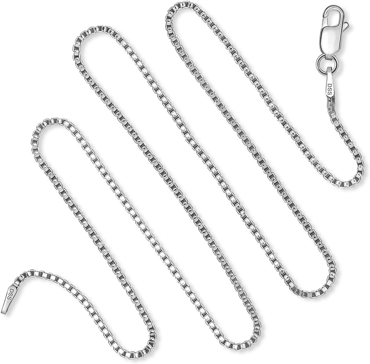 925 Sterling Silver 1.5 MM Box Chain Italian Crafted Necklace - Rhodium Plated - Lobster Claw 16-36 Inch