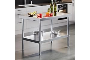 Albott 30x48in Stainless Steel Table, Kitchen Prep Table with Adjustable Undershelf, NSF Certified Metal Surface for Home Kit
