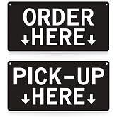 Order Here Sign, 2 pk Hanging Order Here Pick Up Here Signs, Double-Sided Acrylic Restaurant Signs for Business, Restaurants, Cafes &amp; Bars, 11.9&lsquo;&rsquo;x5.9&lsquo;&rsquo;
