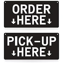 Woodamore Wood Order Here Sign - Hanging Order Here Pick Up Here Signs, Wooden Restaurant Signage