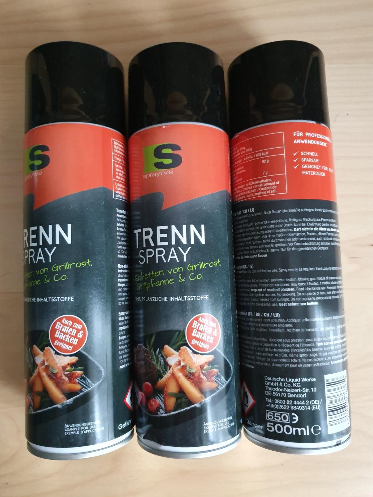 3 x 500ml Spraytive BBQ Trennspray GrillZubehör Trennfett