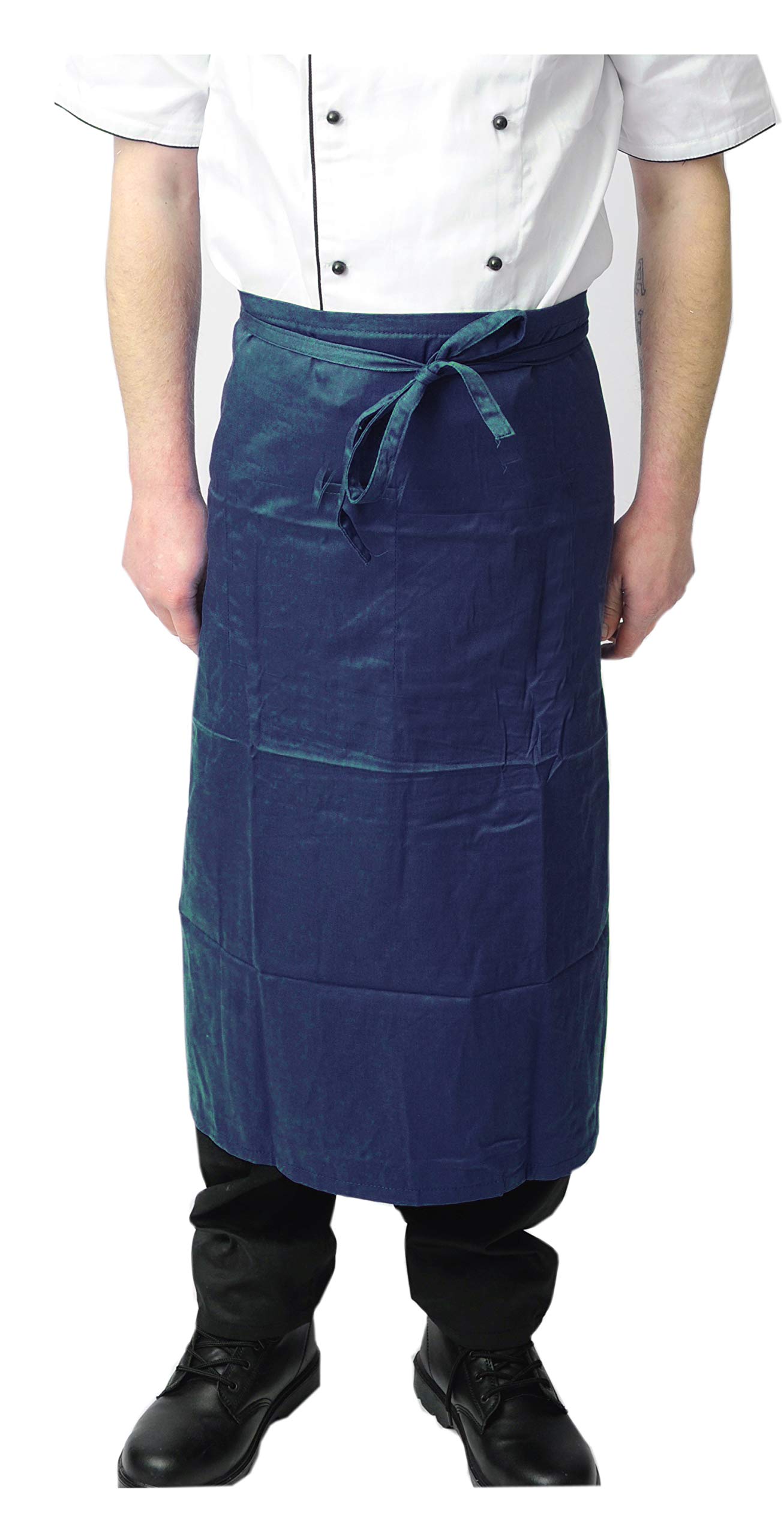 Black Pepper Polycotton Long Waist Apron with 2 Pocket, Professional Home Kitchen Apron for Chefs, Waiters, Cooks, Catering, Bar Staff, Navy Blue Plain, Pack of 1